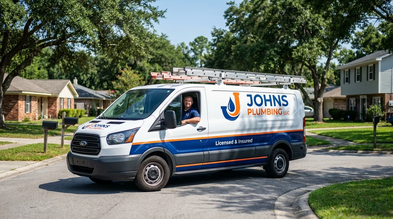Johns Plumbing LLC service van in Walford, IA