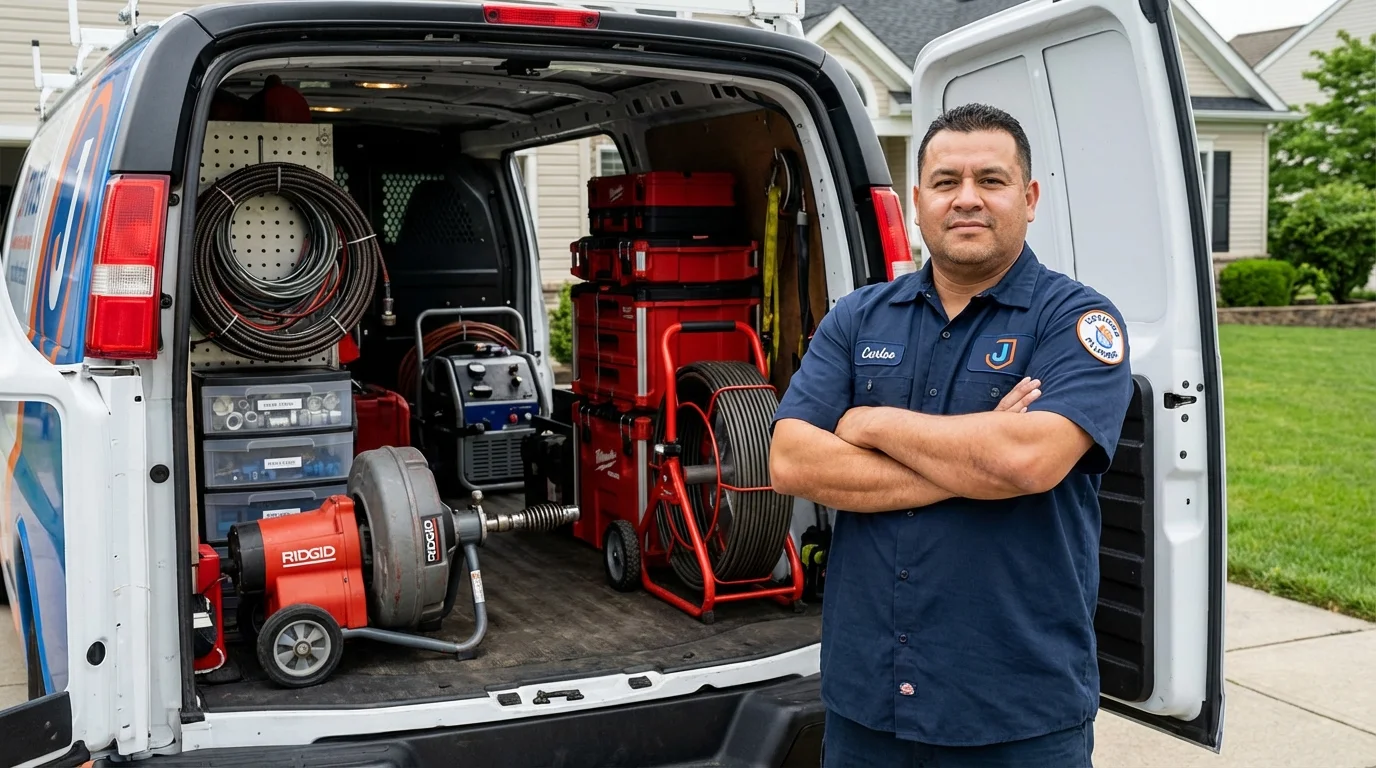 Professional drain cleaning equipment and Johns Plumbing LLC plumber in Walford