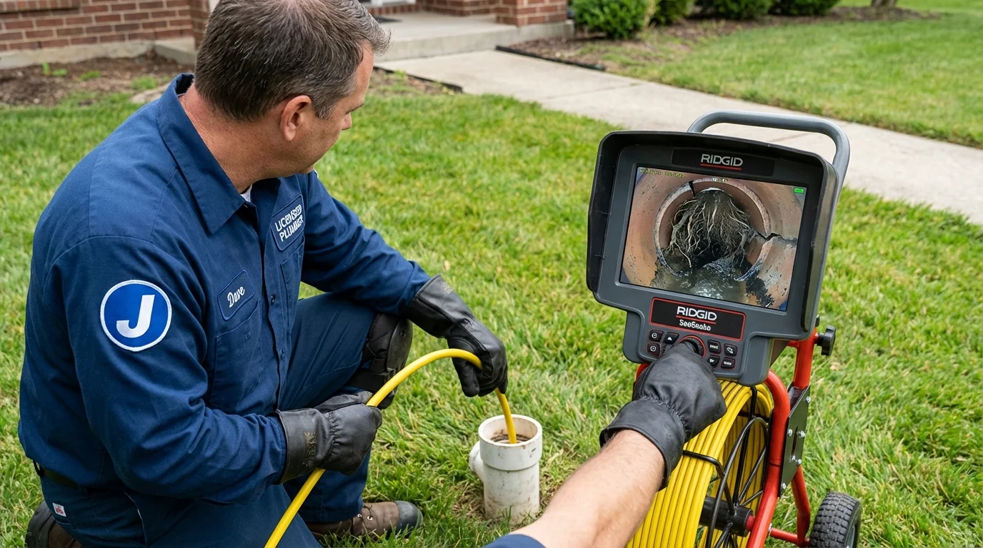 Sewer camera inspection being performed by Johns Plumbing LLC in Walford