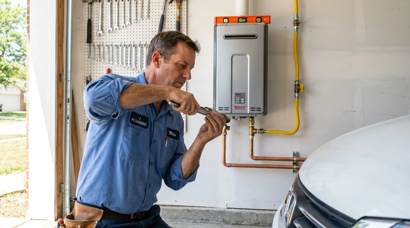 Tankless water heater installation by a Johns Plumbing LLC plumber in Walford